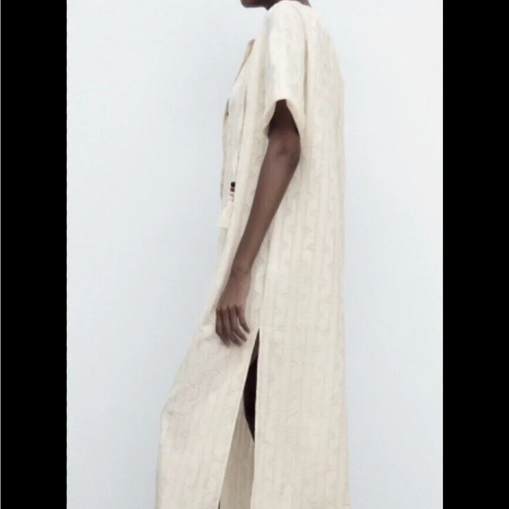 Zara Cream Buttoned Midi Sundress